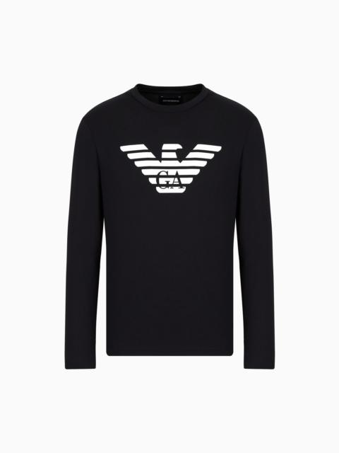 EMPORIO ARMANI Pima-jersey jumper with printed logo