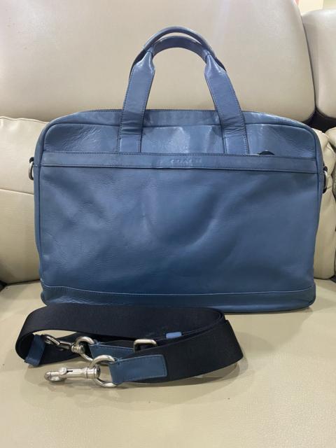 Coach Blue Briefcase Document Messenger Leather Bag