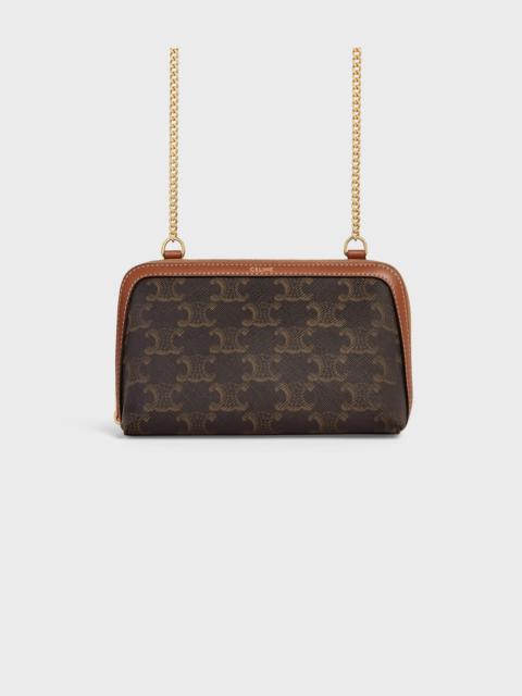 CELINE Clutch with Chain in Triomphe canvas and Lambskin