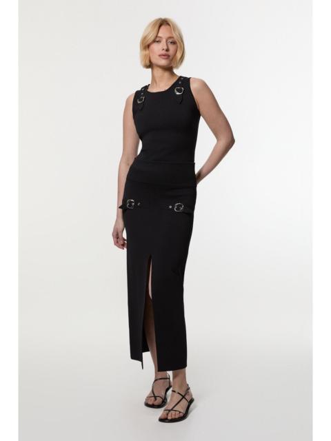 KAREN MILLEN Buckle Trim Knitted Skirt