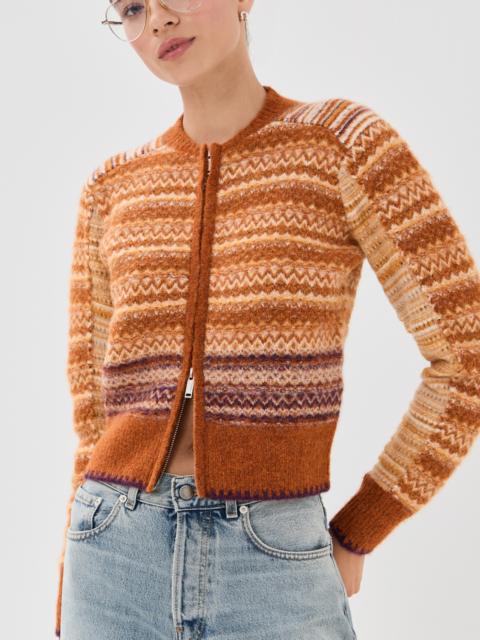 3.1 Phillip Lim Jacquard Alpaca Raglan Zip Cardigan