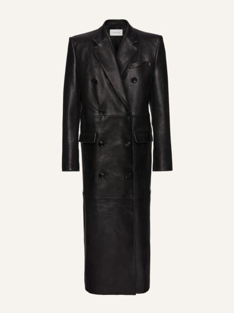 MAGDA BUTRYM Long leather tailored coat in black