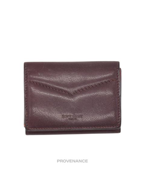 Givenchy Two Tone Trifold Wallet - Burgundy Red Leather