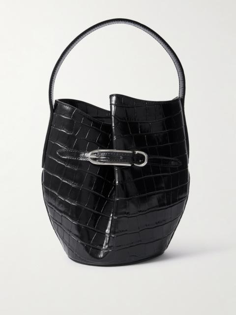 Liffner Buckled Croc-effect Glossed-leather Bucket Bag
