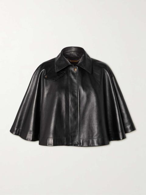 Cropped leather cape