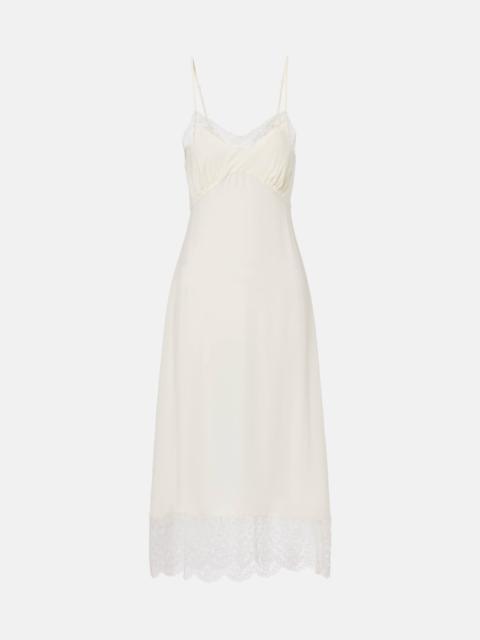 Simone Rocha Lace-trimmed crêpe de chine slip dress