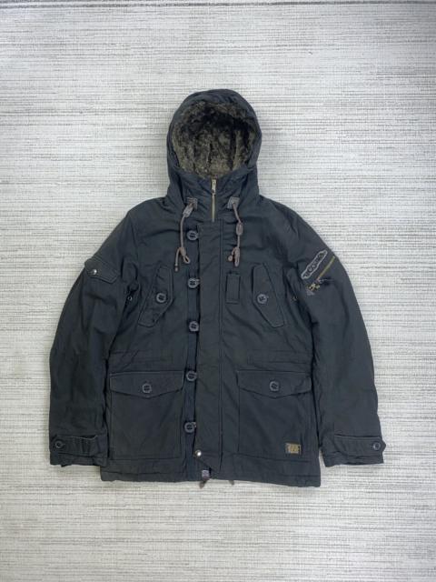 Other Designers Vintage Surplus Seminary Multipocket Faux Fur Hoodie Jacket