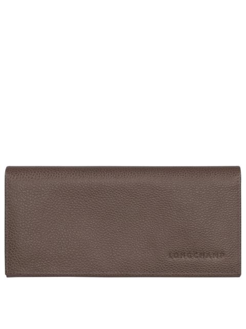 Longchamp Le Foulonné Long continental wallet Taupe - Leather