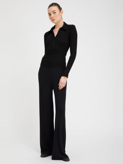 SPRWMN BLACK RIB WIDE LEG PANTS