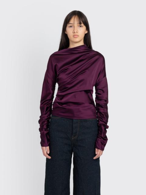 GANNI Satin Ruched Top