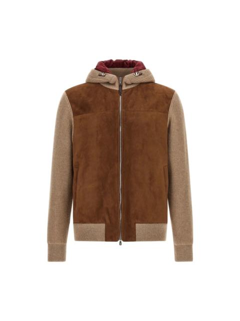 Brunello Cucinelli BRUNELLO CUCINELLI $8750 Suede Cashmere Brown Hooded Bomber