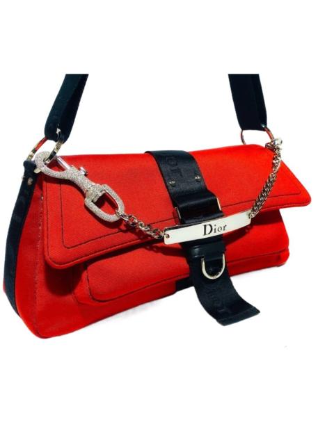 Dior Dior Punk Red and Black Fully Rhinestone Lobster Buckle Shoulder Bag