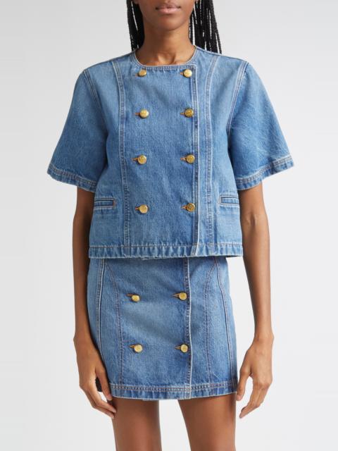 ULLA JOHNSON Ulla Johnson The Serge Double Breasted Denim Shirt in Danube at Nordstrom