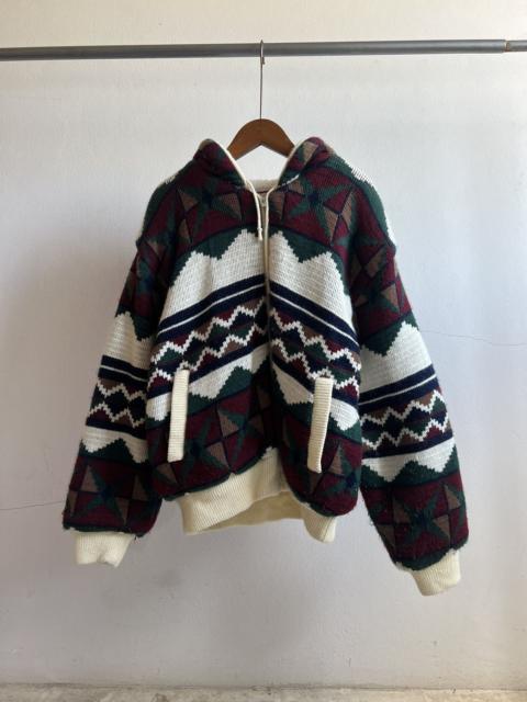 Vintage Mediterranean Fleece Boxy Knit Hoodie