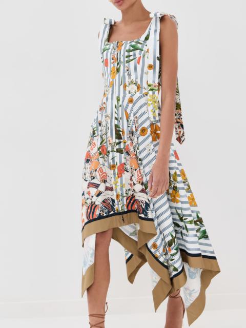 Monse Shoulder Ties Printed Midi Dress