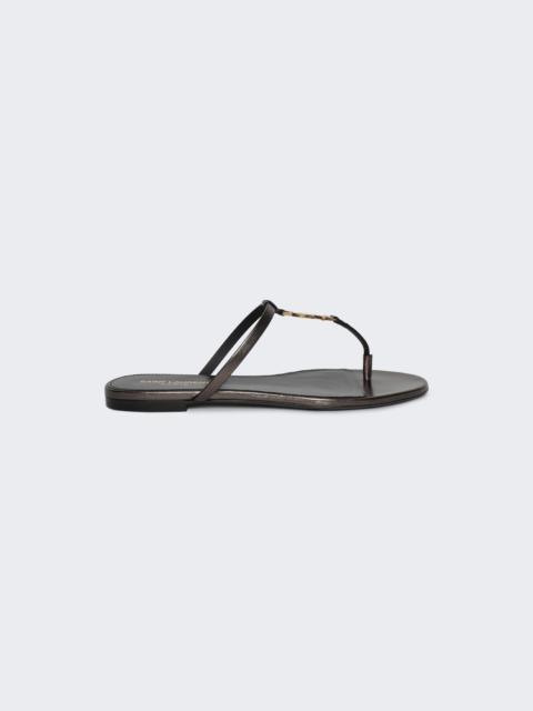 SAINT LAURENT Cassandra Slides Metal Walnut