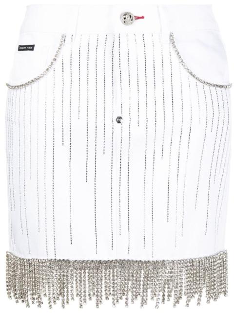 PHILIPP PLEIN crystal-embellished denim skirt