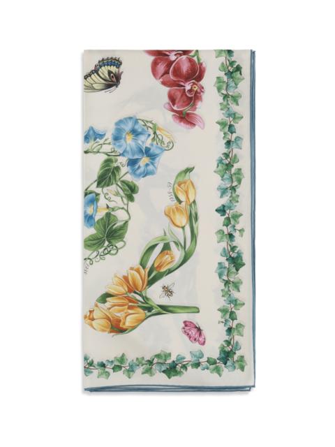 FERRAGAMO Ferragamo Eden Print Silk Scarf Avorio/Azzurro