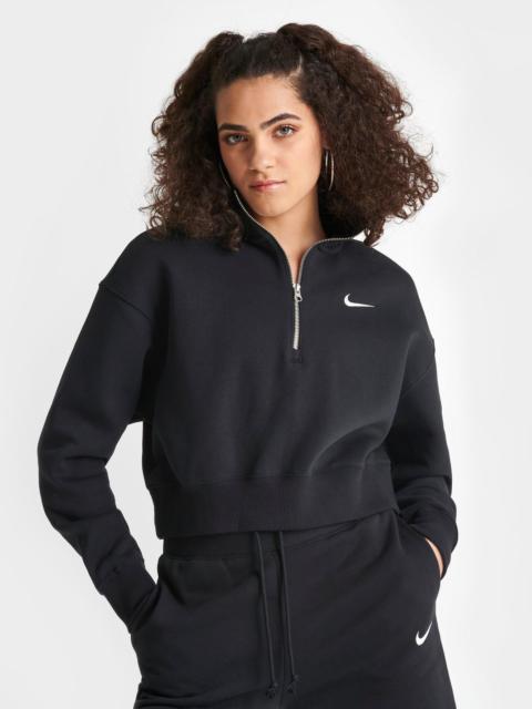 Nike WOMEN'S NIKE SPORTSWEAR PHOENIX FLEECE OVERSIZED HALF-ZIP CROP SWEATSHIRT