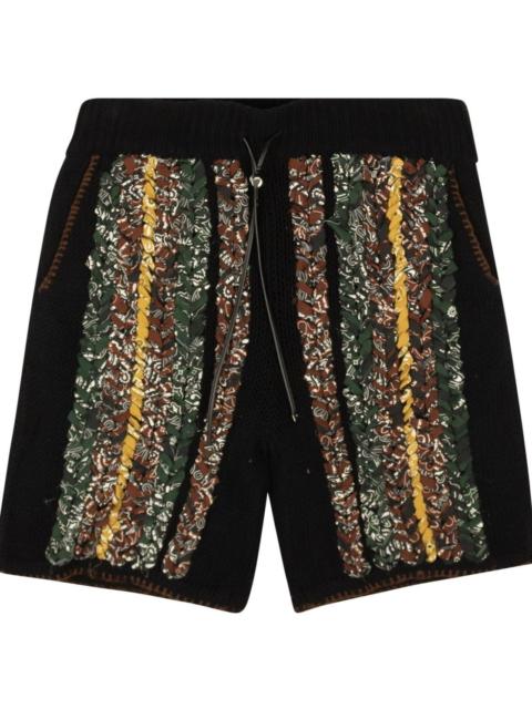 AMIRI Cotton Braided Bandana Knit Shorts "Black and Multi"