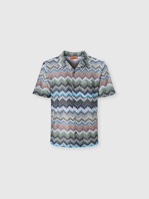 Missoni Short-sleeved viscose chevron shirt with snake pattern