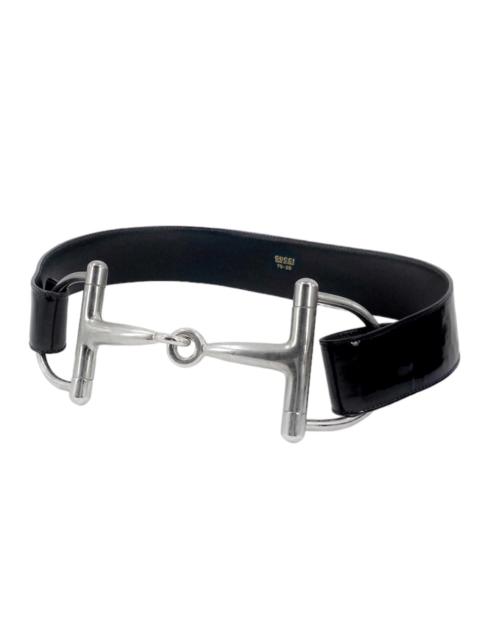 Gucci Fall 1995 Tom Ford Iconic Black Oversized Horsebit Patent Leather Belt 30