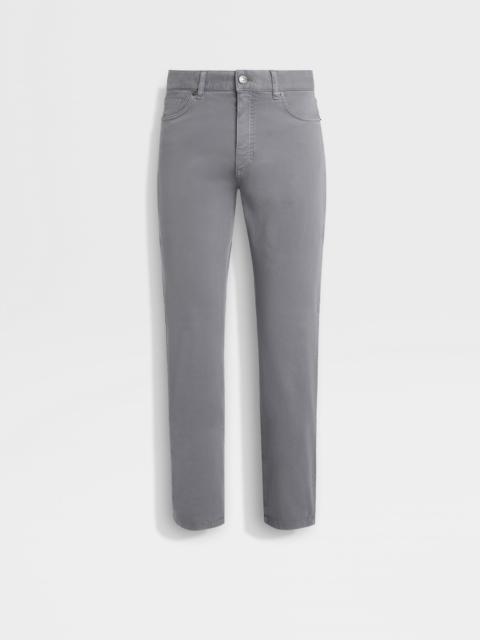 ZEGNA LIGHT GREY STRETCH COTTON ROCCIA JEANS