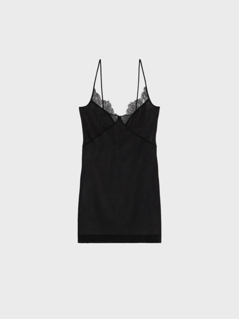 Blumarine SLIP DRESS IN WOOL CANVAS AND LACE