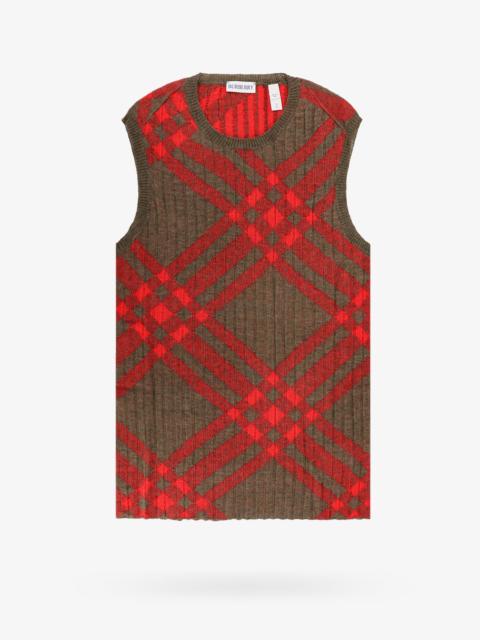 Burberry Ribbed Vest With Check Intarsia