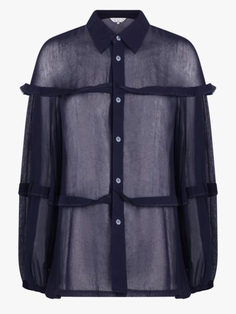 Comme Des Garçons SHEER BALLOON SLEEVE PANEL DETAIL L/S SHIRT | NAVY