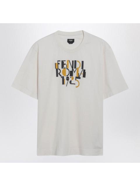 FENDI Fendi White Cotton T-Shirt With Logo Print Men