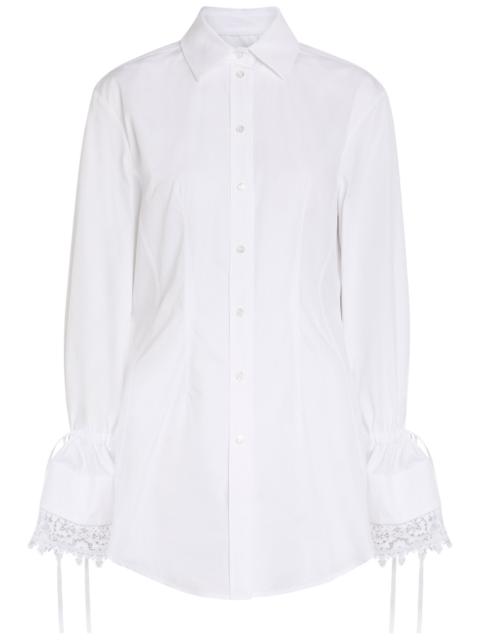 Erdem Erdem Lace-trimmed Cotton-poplin Shirt