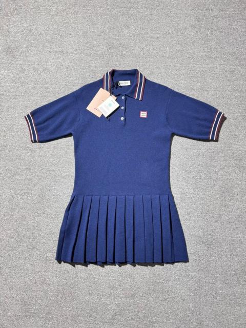 Miu Miu Miu Miu FW24 Polo Short Dress Blue Wool Blend