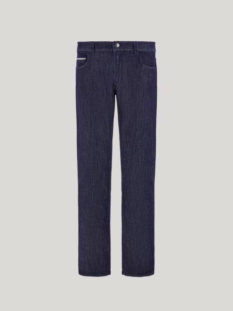 Canali DARK BLUE REGULAR FIT FIVE POCKET SOFT TOUCH FABRIC DENIM PANTS