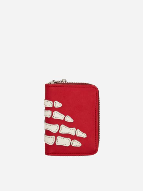 Kapital Thumb-Up Bone Hand Zip Mini Wallet Red