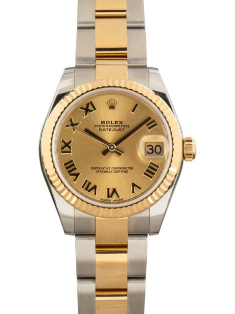 ROLEX Rolex Datejust 31 Steel & Gold 178273 Champagne Roman Dial