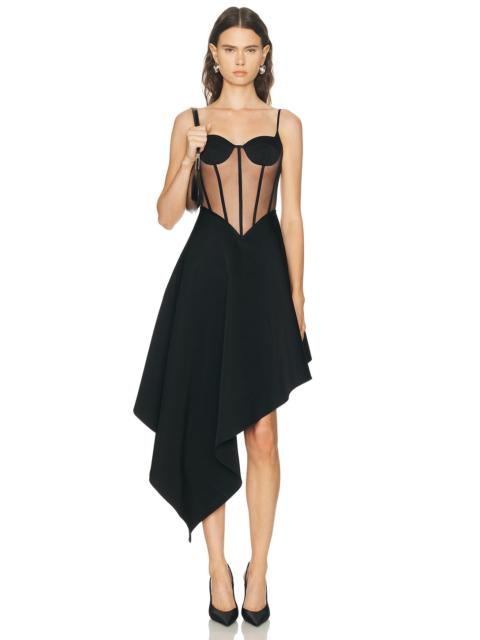 David Koma Bustier Top Detail Asymmetric Skirt Midi Dress
