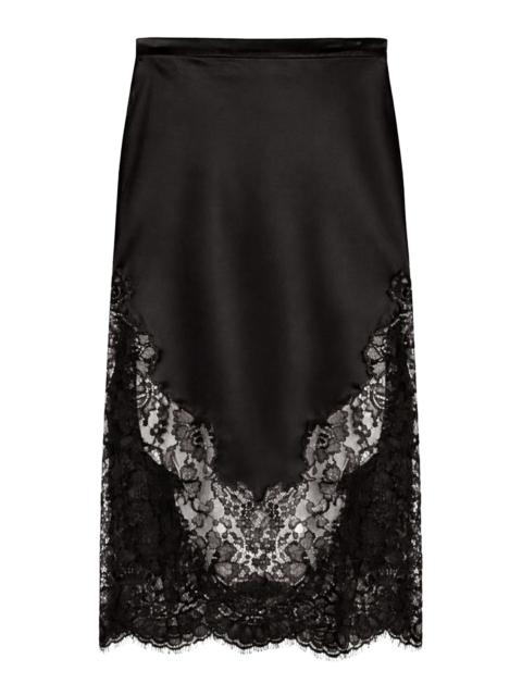 Fleur du Mal Juliet Lace and Silk Skirt black