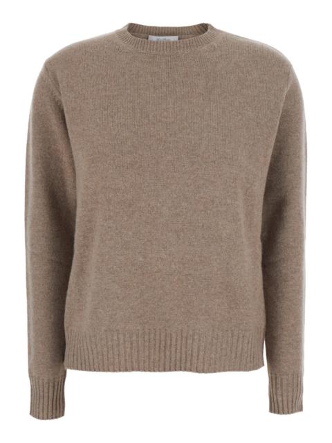 Max Mara Max Mara Women 'Lume' Beige Crew Neck Sweater With Ribbed Trims In Wool For Women