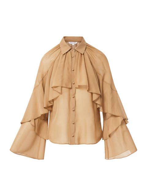 VERONICA BEARD DEMARIS RUFFLED BUTTON-DOWN BLOUSE