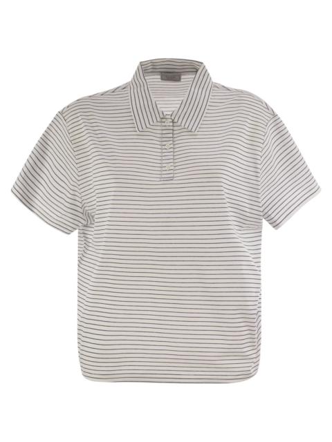 Peserico - Peserico Women Striped Cotton Jersey Polo Shirt