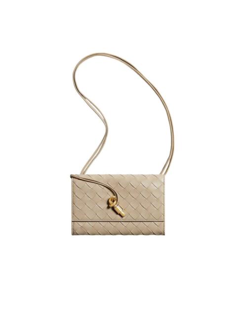 Bottega Veneta BOTTEGA VENETA Andiamo $2200 Ecru Pouch On Strap New & Authe