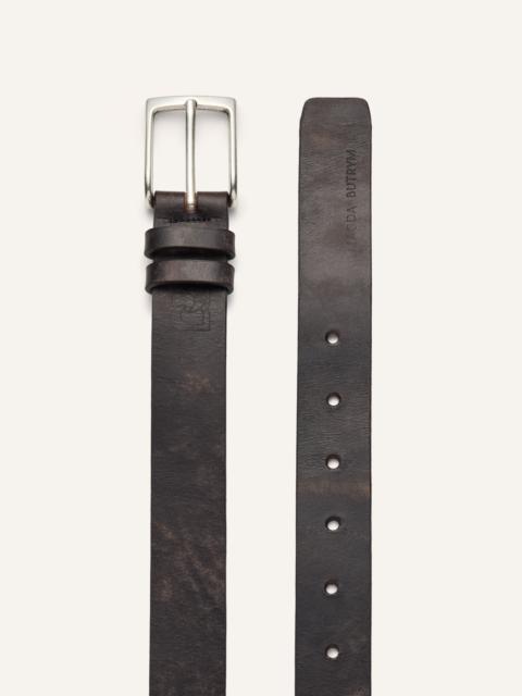MAGDA BUTRYM Classic matte burgundy leather belt in silver