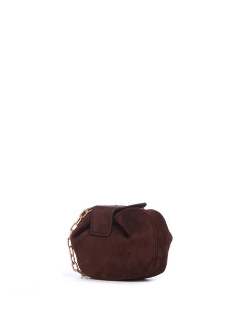 GABRIELA HEARST Soft Demi Clutch with Chain in Dark Brown Suede