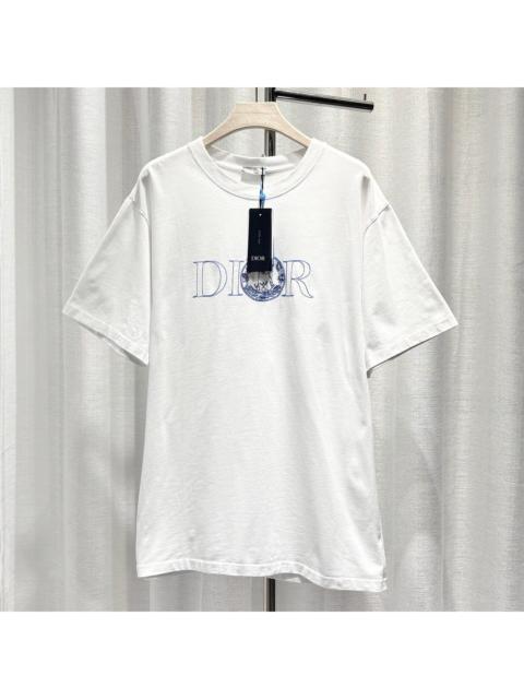 Dior Dior SS25 X Hylton Nel Embroidered Logo Cotton White Short Sleeve T-Shirt