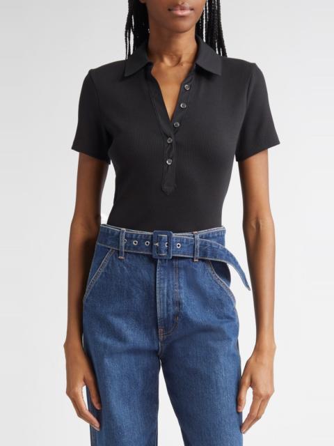 VERONICA BEARD Veronica Beard Kearney Stretch Cotton Polo in Black at Nordstrom