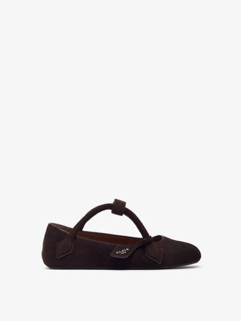 Alaïa Teckel brown suede ballet flats