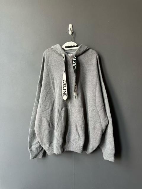 CELINE Celine gray cashmere hoodie with drawstring and logo