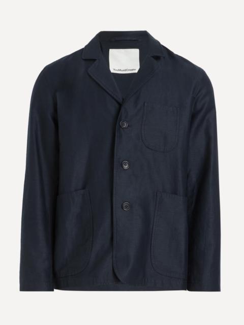 YMC Navy Scutters Cotton-Linen Moleskin Blazer