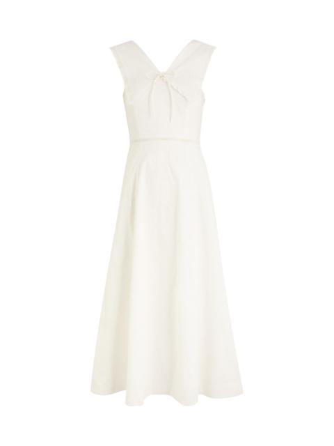 DAMSON MADDER. Damson Madder Fan Fan Embroidered Cotton Midi Dress